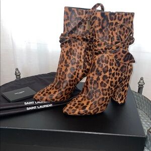 Saint Laurent Leopard Print Ankle Boots
